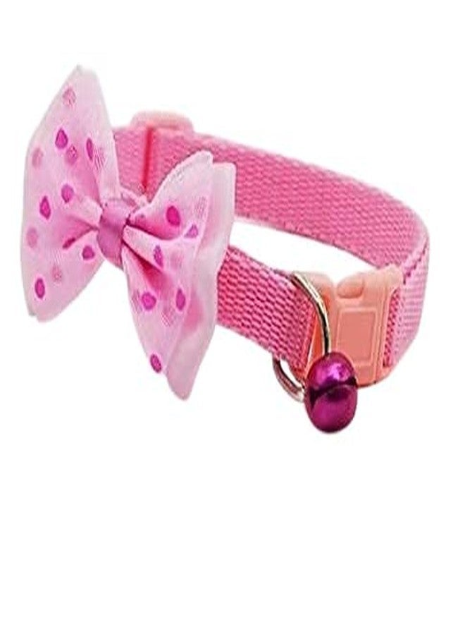 Pups&Pets Cat Collars Cute Bow-tie and Fancy Bone Printed Collar with Bell, Safety Identification Collars for Puppy, Kitten and Small Pets Pack of 2 (Pink Color) - Image 2